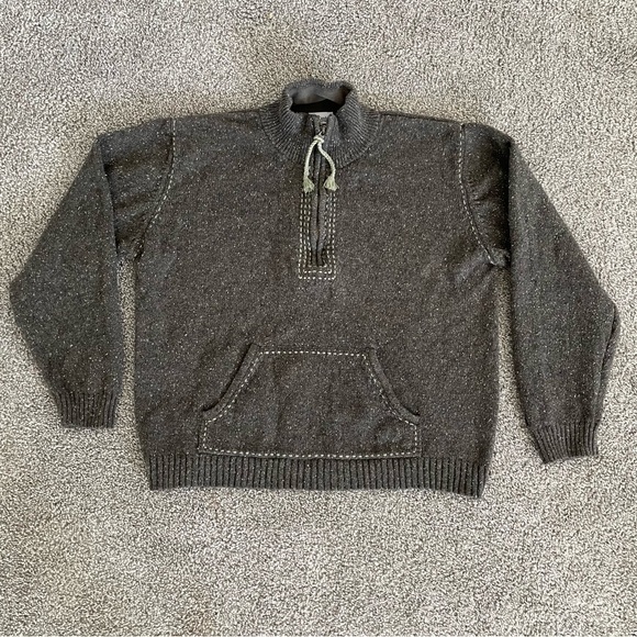 Columbia Wool Blend Boho 1/4 Zip Pullover Sweater Womens Large Green Stitching - Picture 1 of 9